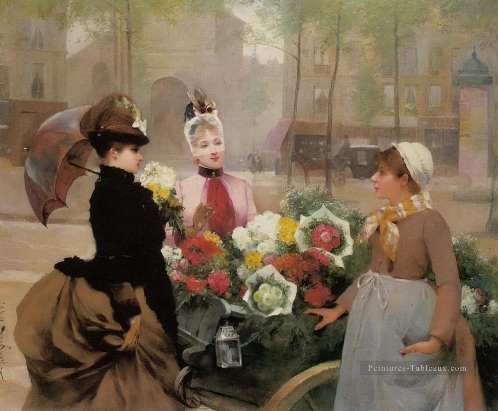 Schryver Louis Marie de La Fleur Vendeur 1886 Parisienne Peintures à l'huile